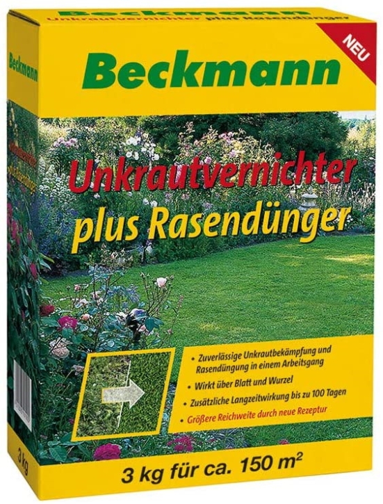 3 kg Beckmann Rasendünger mit Unkrautvernichter für 150 m²