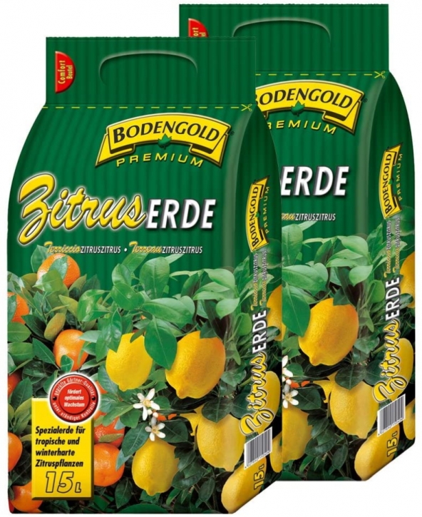 Zitruserde 2 x 15 Liter Bodengold Premium Citrus-Spezialerde Blumenerde 30 L