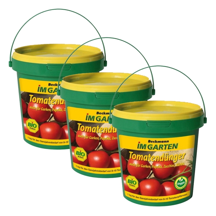 Tomaten Dünger Bio Beckmann Sparpack 3 x 1 kg Eimer