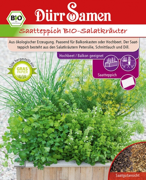 Saatteppich Bio Salatkräuter für Hochbeet und Balkon