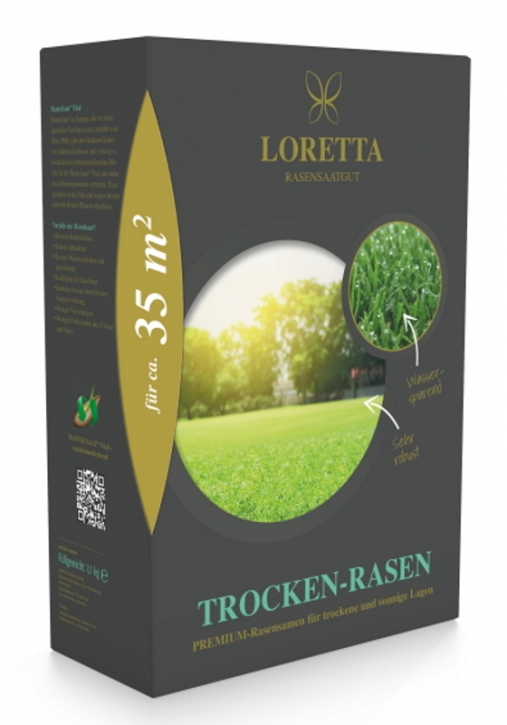 Loretta Trocken-Rasen, Premium-Rasensamen 1,1 kg Mantelsaat für ca. 35 m²