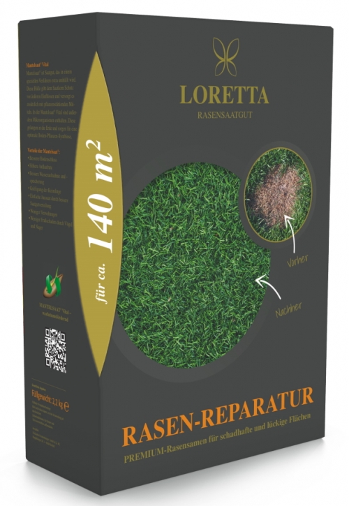 Loretta Rasen-Reparatur Rasensamen Mantelsaat 2,2 kg reicht für ca. 140 m²