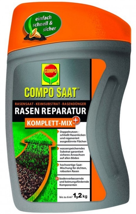 Rasen Reparatur Komplett Mix+ Compo 1,2 kg für 6 m²