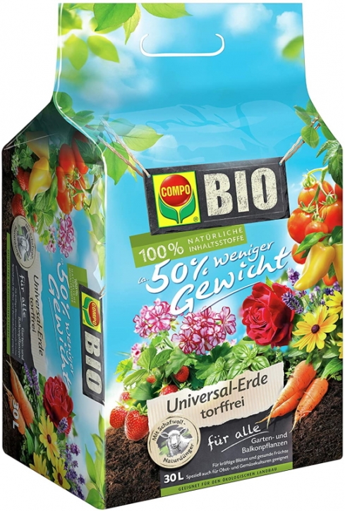 COMPO® Bio-Erde 50 Prozent weniger Gewicht
