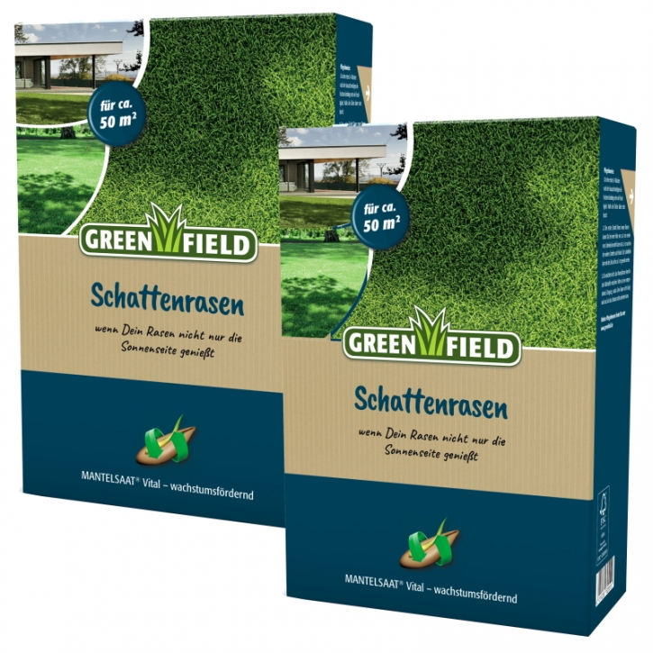 Greenfield Schattenrasen Sparpack Rasensamen 2 kg Mantelsaat für ca. 100 m²