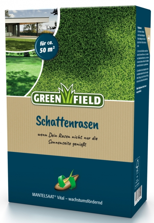 Greenfield Schattenrasen Premium-Rasensamen 1 kg Mantelsaat für ca. 50 m²