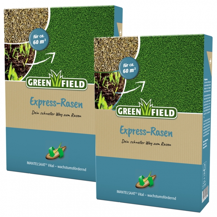 Greenfield Express-Rasen Rasensamen Sparpack 2 kg Mantelsaat für ca. 120 m²