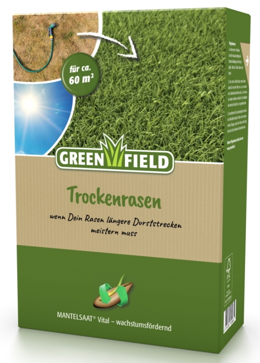 Greenfield Trockenrasen Rasensamen 2 kg Mantelsaat für ca. 60 m²
