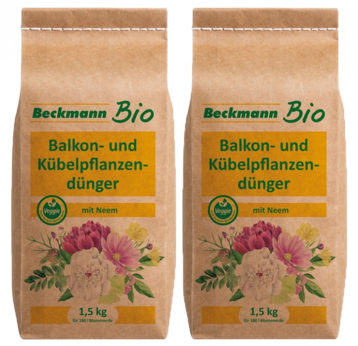 BIO Balkon und Kübelpflanzendünger mit Neem Beckmann Sparpack 2 x 1,5 kg